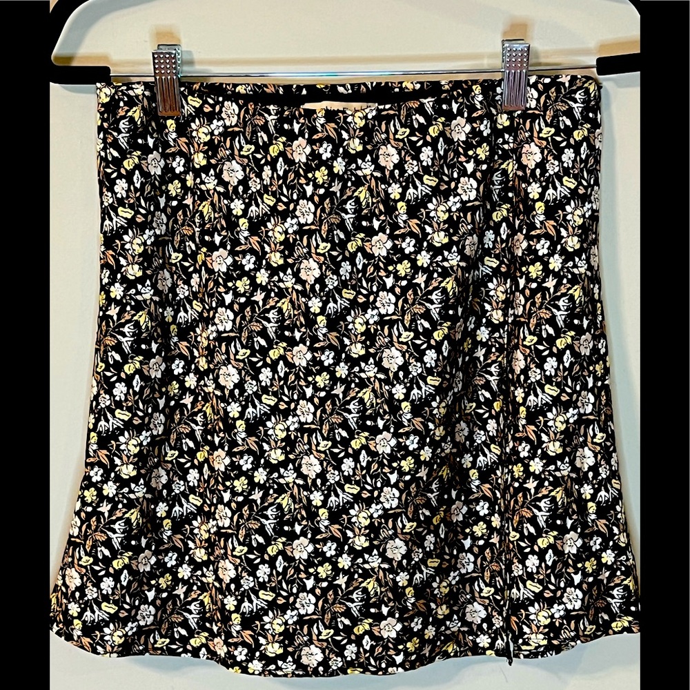 A&F satin floral skater skirt
